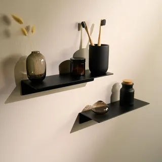 Designfabrik Hamburg Wandregal | 30 cm Schwarz 2er-Set | ohne Bohren