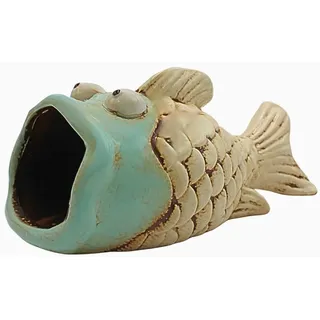 Übertopf - Pflanztopf - Pflanzgefäß - Pflanzkübel - Keramikgefäß - Keramikfisch - Blumenkasten - Pflanzschale aus Keramik als Fisch mit Loch für Wandhalterung, - Maße L/B/H: ca. 23 x 11 x 11 cm.