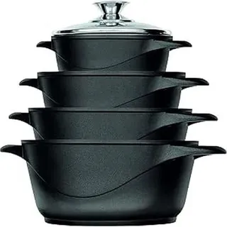 Gusseisen Kochgeschirr Set 4-teilig schwarz Aluminium