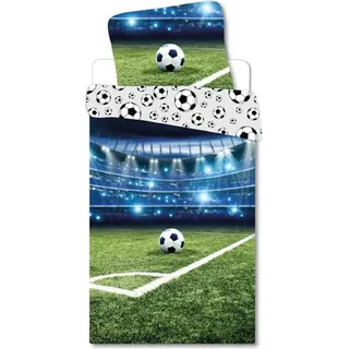 Bettwäsche Fußball Stadion 135 x 200 cm, 100 % Baumwolle