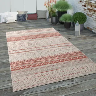 Outdoorteppich Für Terrasse und Balkon Mit Geometrischen Mustern Grösse 200x290 cm - Rot