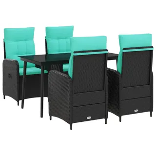 Sofa-Tischset 5 stk. PE Rattan und pulverbeschichteter Stahl - Schwarz, Bunt