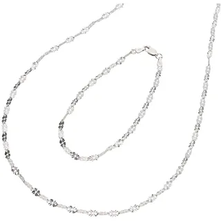 FIRETTI Ketten und Armband Set »Multipack Schmuck Geschenk Silber 925 Armkette Halskette Plättchen« Set 2 tlg.), silberfarben