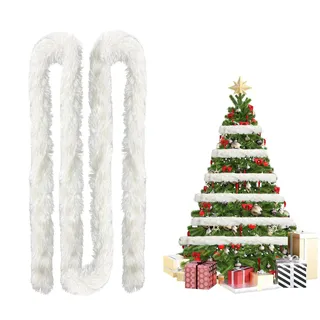 Weihnachtsbaum Deko Weiß,5.5m Weihnachten Weiss Baum Girlande Kette | Baumschmuck Christmas Christbaum Tannenbaum Weihnachtsgirlande,für Weihnachtsbaumschmuck Weisse Schnee Tannengirlande Lametta