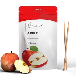Perfekto24 Wunder Zahnstocher mit Geschmack - Apfel - 100er Refill-Pack - intensiver Geschmack - frischer Atem - gegen Nägelkauen - Alternative zu Kaugummi - zuckerfrei