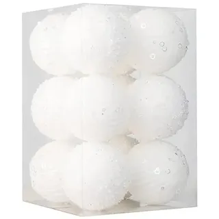 12er Set edle XXL Weihnachtskugeln Ø 8cm in Weiß - Weihnachtsbaum Kugeln Christbaumkugeln Weihnachts-Deko Christbaum-Schmuck (Weiß)
