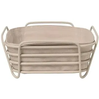 BLOMUS Brotkorb - DELARA - klein | Farbe Nomad | Moderner Brotkorb mit Baumwolleinsatz | Ideal für Brötchen & Gebäck | Stilvolles Design in Beige | waschbar | 21 x 21 x 9,2 cm