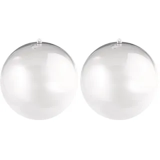 Rayher Plastik-Kugel, 2teilig, 16 cm ø, Kunststoff-Kugel zum befüllen, transparent, Acrylkugel mit Aufhänge-Öse, Dekokugel durchsichtig, Weihnachtskugel zweiteilig, 3946237 (Packung mit 2)