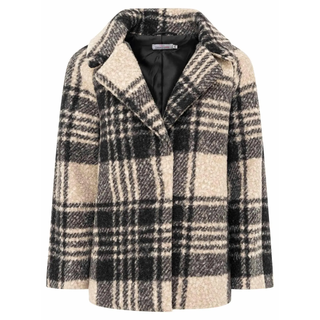 Winterjacke ZWILLINGSHERZ "Karo", Damen, Gr. S/M, grau, Stoff, Obermaterial: 100% Polyester, Jacken Winterjacke, Reverskragen, Karo-Muster, wärmend