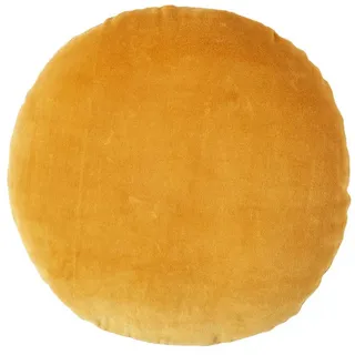 Homescapes Dekokissen rund senfgelb, Baumwollsamt?40 cm , Dunkelgelb , Textil , Uni , Füllung: Polyester , Rund , 40x40 cm , Oeko-Tex® , Heimtextilien, Wohntextilien, Kissen, Zierkissen