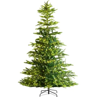 VEVOR Weihnachtsbaum, 1,35 x 2,25 m, künstlicher Christbaum, Tannenbaum mit 700 warmweißen LED-Lichtern, 1319 Zweigspitzen, Metallsockel für die Dekoration zu Hause, bei Partys und im Büro