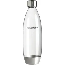 SodaStream 1L Kunststoffflasche Fuse mit Edelstahl-Elementen, spülmaschinengeeignet, 1er-Pack, Silber, 26 cm hoch