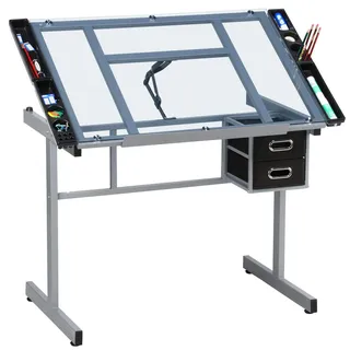 Yaheetech Zeichentisch 90 cm L × 60 cm B / Glas