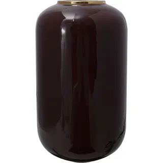 Dekovase KAYOOM "Vase Art Deco 275", rot (bodeaux), B:24cm H:48,5cm T:24cm Ø:24cm, Metall, Vasen, Dekovase