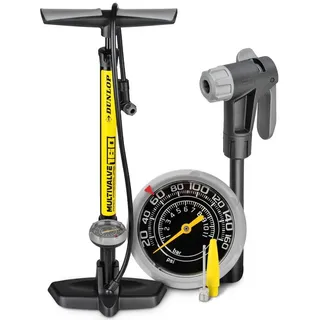 Dunlop Fahrradpumpe Premium Standpumpe Aluminium bis 11 bar gelb