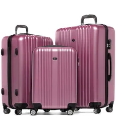 FERGÉ Kofferset Hartschale 3-teilig Toulouse Trolley-Set - 3er Set Reise-Koffer mit 4 Rollen pink
