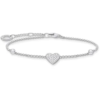Thomas Sabo Armband Herz mit Steinen silber, 925 Sterlingsilber, 16-19 cm Länge