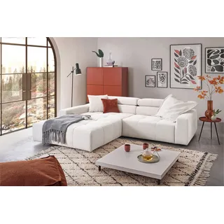 KAWOLA Ecksofa Cord 4-Sitzer Weiß