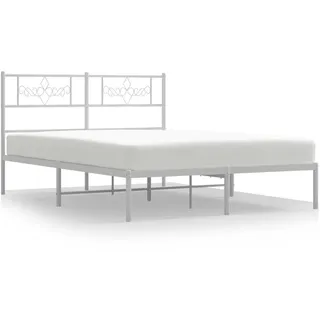 vidaXL Bettgestell mit Kopfteil Metall Weiß 120x200 cm - Weiß