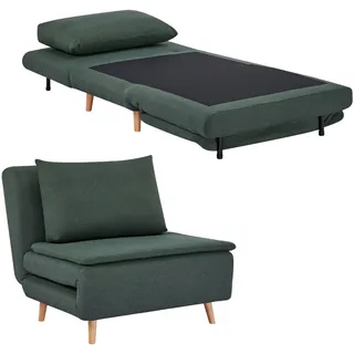 HOMCOM Schlafsessel Extra Breit Schlafsofa mit Bettfunktion, Lendenkissen 3-in-1 Klappbar 191 x 95 cm Relaxsessel mit Verstellbarer Rückenlehne, Leinenoptik Chaiselongue für Wohnzimmer, Dunkelgrün