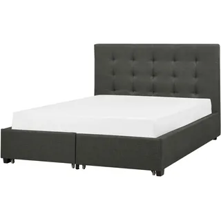 Beliani Polsterbett Schwarz 140 x 200 cm Mit Lattenrost Gestepptes Muster Knopfverzierung Klassisch - Grau, Schwarz