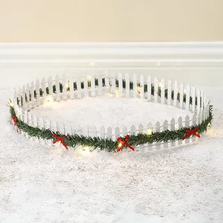 Festicy Wichtels Winterzaun I Wichteltür Zubehör mit Wichtel Zaun, Kunstschnee & LED-Lichterkette I Wichteltür Set für Dein Wichtel Haus & jede Wichtelbaustelle I Weihnachtswichtel