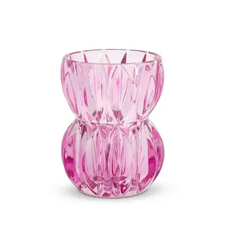 Violette Kristallglasvase, 17,5 cm hoch, einzigartige strukturierte Vase für frische Blumen und Hydrokulturpflanzen, modernes dekoratives Herzstück für Esstisch, Couchtisch & Heimdekoration (Lila)