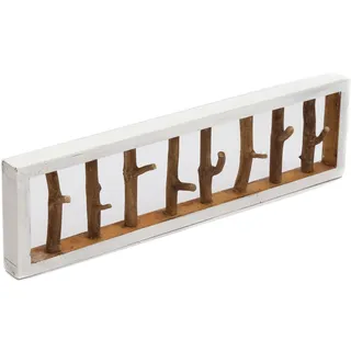 DESIGN DELIGHTS RUSTIKALE WANDGARDEROBE TREIBHOLZ UNIKAT | 80x22x12 cm (BxHxT), Recyclingholz, Shabby Chic | Kleiderhaken aus Ästen | Farbe: 05 weiß-natur
