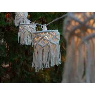 NEW GARDEN Lichterkette Baumwolle 8m inkl. Solar IP44 beige