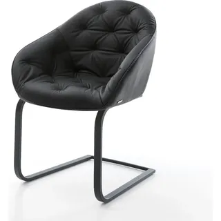 DELIFE Freischwinger Gaio-Flex Echt-Leder Schwarz Freischwinger flach Schwarz - Schwarz