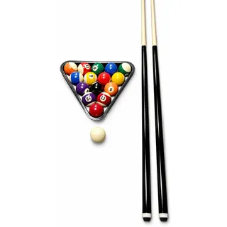 John West Billard Einsteiger Set mit 2 Queues, 57 mm Kugeln, Triangel | Komplettes Poolbillard Set, Für Anfänger, Freizeit und Hobbyraum