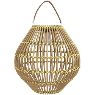 Solarlampe Rattan Gartenleuchte, Wasserdicht, Lichtsensor, Trommel-Design, Gelb