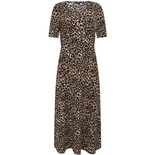 Zero Maxikleid "Maxikleid kurzarm mit Leoprint", beige, schwarz