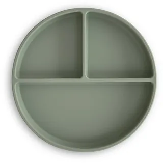 mushie Kinder Teller Geteilte mit Rutschfestes Saugnapf | Silikon geschirr für Baby & Kleinkinder | BPA-frei | Spülmaschinenfest | Sichere, Hochwertige & Langlebige Erstausstattung | Dried Thyme