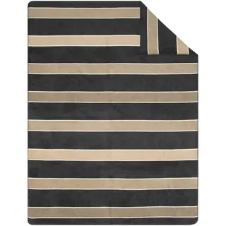 Ibena Decke , Anthrazit, Beige , Textil , Streifen , 150x200 cm , Kettelrand , Heimtextilien, Wohntextilien, Decken, Kuscheldecken