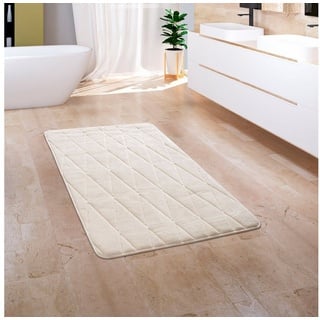 Paco Home Badematte Badteppich Badvorleger Flauschig Memory Foam 3D Creme 4, 65x120 cm -