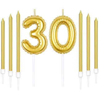 Gold 30th Geburtstagskerze, Gold Zahl 30 Kerzen für Kuchen, Gold dünne Party Kerzen, Happy Birthday Kerzen, Gold Kuchen Kerzen