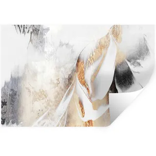 MuchoWow Wandtattoo Luxus - Abstrakt - Gold - Weiß 120x80 cm , Kunststoff , 120x80x0.1 cm , Tapeten & Wandverkleidungen, Wandtattoos & Sticker