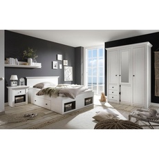 Bild Schlafzimmer-Set »California«, (Set, 3 St.), klein, Bett 140 cm, 1 Nachttisch und 3-trg Kleiderschrank, weiß