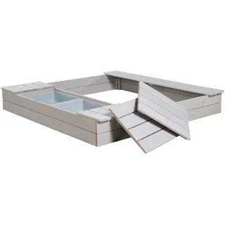roba Holzsandkasten Outdoor+ mit 2 Spielwannen grau