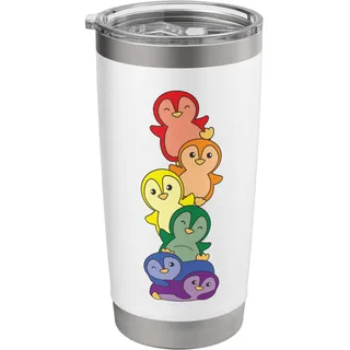Rainbow Flag Gay Pride LGBTQ Pinguin Doppelwandiger Edelstahl-Thermobecher