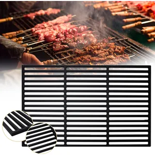Yakimz Grillrost Ascherost 60x40cm Gitter Gusseisen Profi Edelstahl Grillgitter BBQ Gussrost - Schwarz