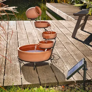 esotec Terrakottafarbener Solar Kaskadenbrunnen Livorno outdoor 101302 - Orange