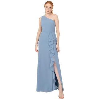 Anaya with Love Damen Women's Maxi Ladies Sleeveless One-Shoulder Asymmetric Split Waterfall Ruffle A-line Bridesmaid Wedding Guest Prom Dress, Soft Blue, 40 EU