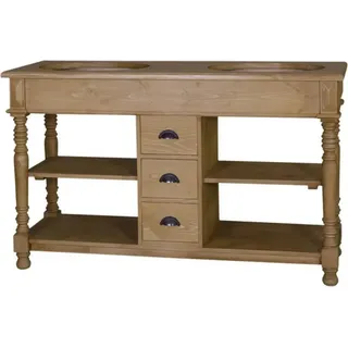 Casa Padrino Landhaus Stil Waschschrank Waschtisch inkl 2 Waschbecken mit Schubladen San Sebastian - Bad Schrank Massivholz