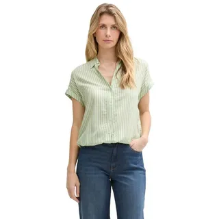 Tom Tailor 1045239 Kurzarm-bluse - True Green White Thin Stripe - 38