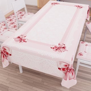 PETTI Artigiani Italiani - Tischdecke, schmutzabweisend, rechteckig, für Küchentisch, Design Schleife Rosa X24 Sitzer (140 x 450 cm), 100% Made in Italy