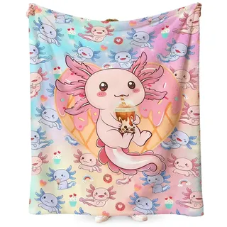 FCXVXCL Axolotl Decken Tagesdecken Flanell Freizeitdecke Weiche Wolldecke Leicht Bequem Und Hautfreundlich Party Dekorations Plüschdecke Ideal Für Reisen Und Camping 100×150 cm