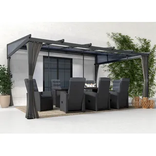 Anbaupavillon KONIFERA "Bilbao, Terrassenüberdachung", grau (anthrazit), B/H/T: 480cm x 240cm x 362cm, Pavillons, Anbaupavillon, verschiedene Maße, ohne Seitenteile