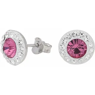 FIRETTI Ohrstecker Schmuck Geschenk Silber 925 pink & weiß 9mm